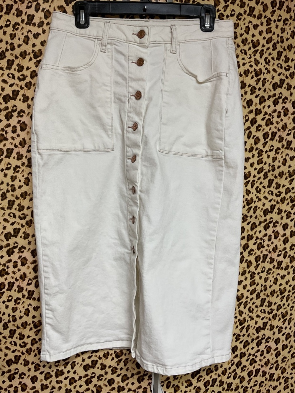 White DENIM button up skirt size 10